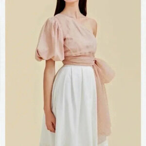 Lovebonito Aelia Asymmetrical Balloon Sleeve Top size 10